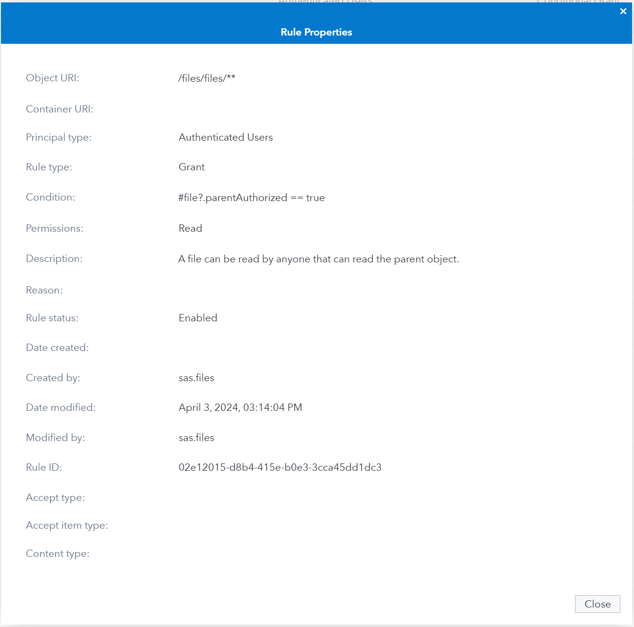 Finance content authorization